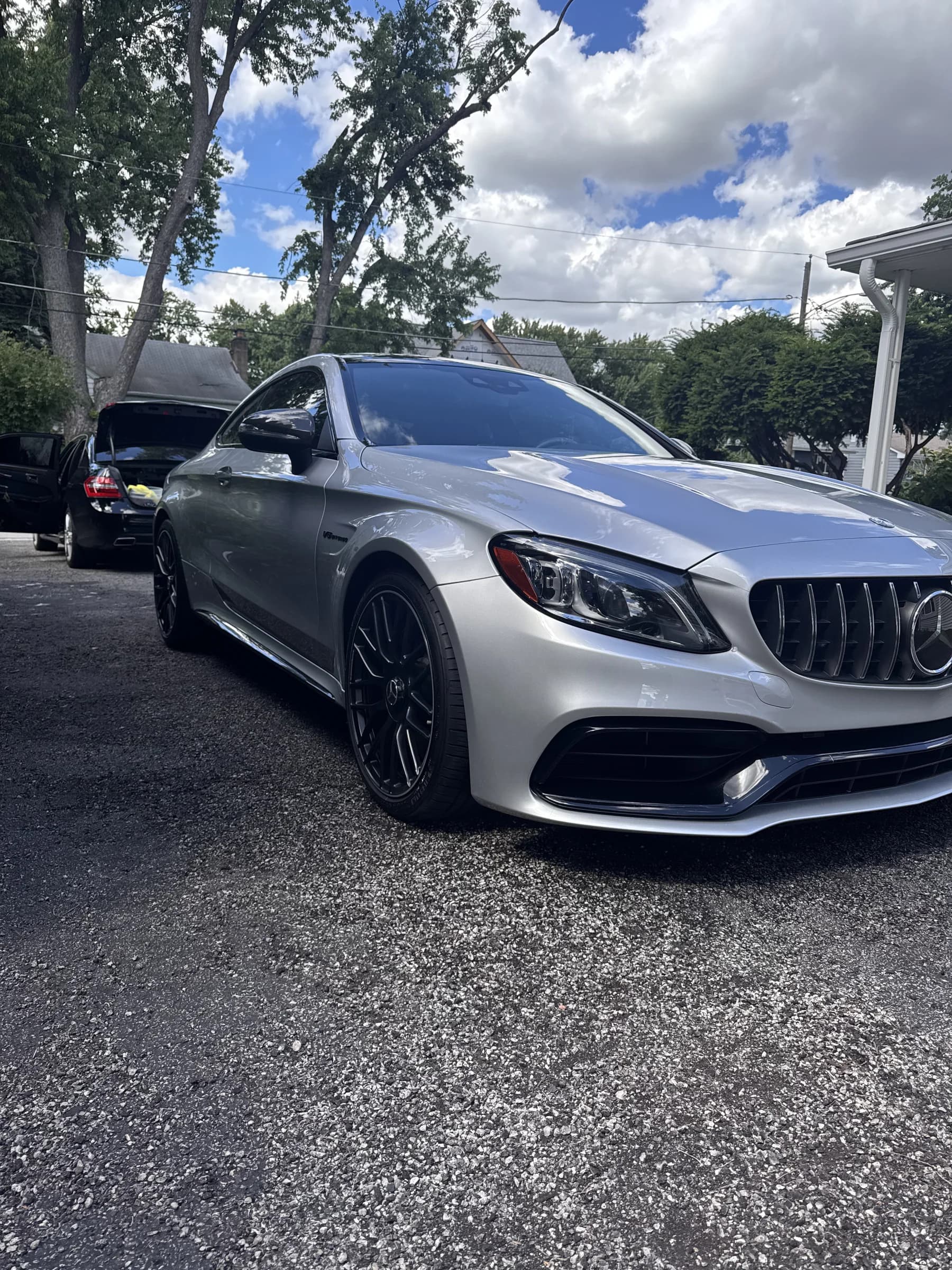 Silver Mercedes-Benz S-Class after an exterior detail